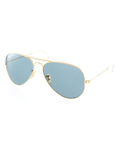 ray ban polarized aviator sunglasses in blue for men lyst