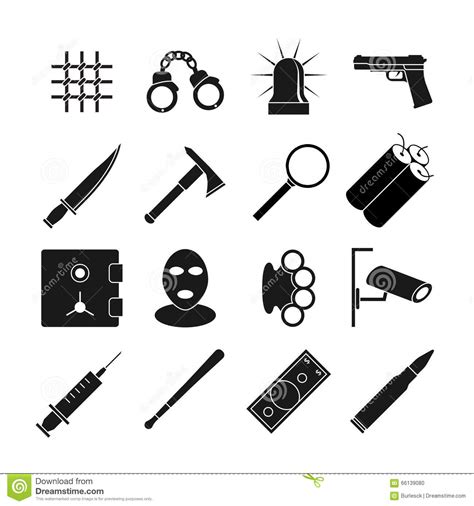 crime vector icons set stock vector illustration  modern