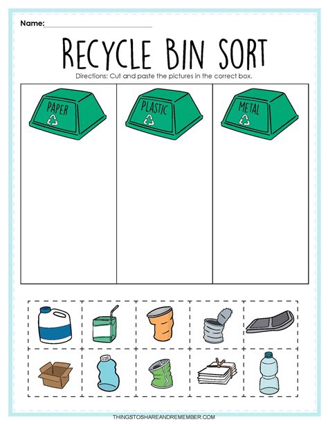 printable recycling sorting activity worksheet printable templates