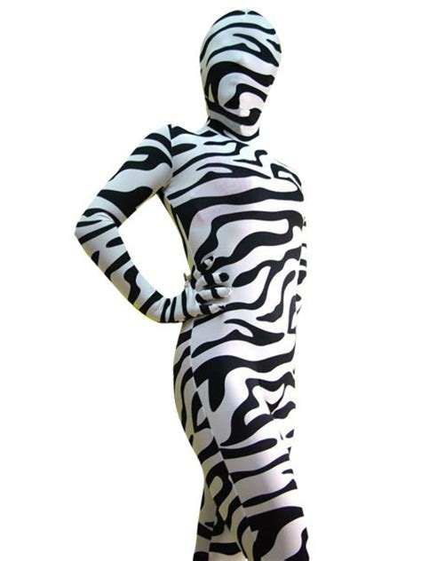 full body zebra color lycra spandex skin suit catsuit party costumes