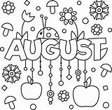 August Colouring Printable Monthly sketch template