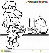 Bambina Colorare Cuire Bambini Cucinano Coloration Faisant Nonna Coloritura Helping sketch template