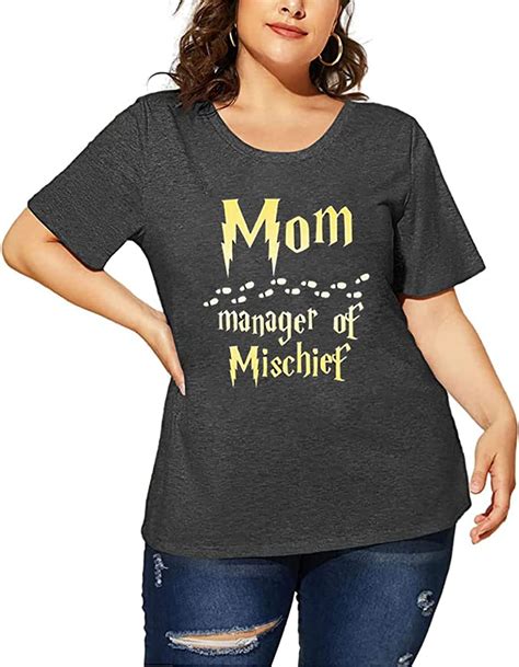 Women Plus Size Manager Of Mischief Mom Shirt Mama Life