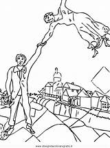 Chagall Opere Quadri Passeggiata Colorear Promenade Famosi Supercoloring Fare Stampare Misti Quadro Como Vitebsk Ciao Conoscere Arlecchino Mondrian Meglio Bellissimo sketch template