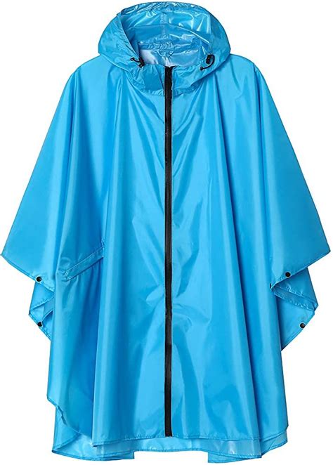 amazoncom unisex waterproof rain poncho coat  pockets sky blue