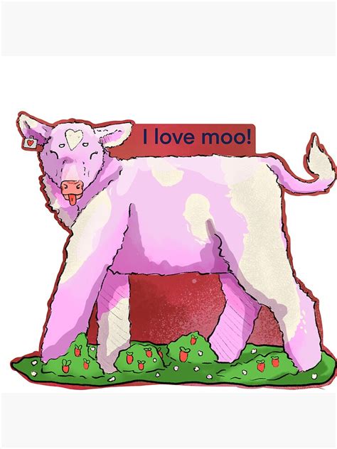 I Love Moo Cow Sticker Poster For Sale By Morbidcorvidart Redbubble