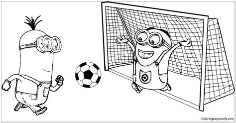 minion playing soccer coloring page  coloring pages
