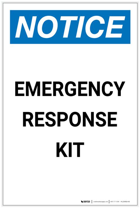 notice emergency response kit portrait label