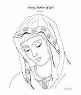 Coloring Pages Mary Mother God Catholic 1st Draw January Sheets Drawings Kids Seed Bead Virgin Drawing Saint Jesus Religious Mermaid sketch template
