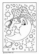 Coloring Moon Stars Pages Popular sketch template