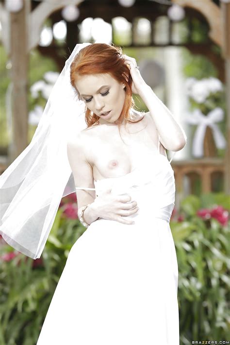 redhead teen babe dolly little stripping off wedding dress outdoors