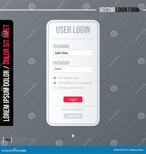modern business login form template  vertical banner  gray