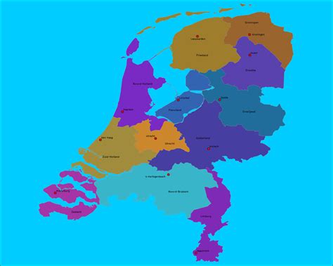 grote kaart provincies van nederland en hoofdsteden