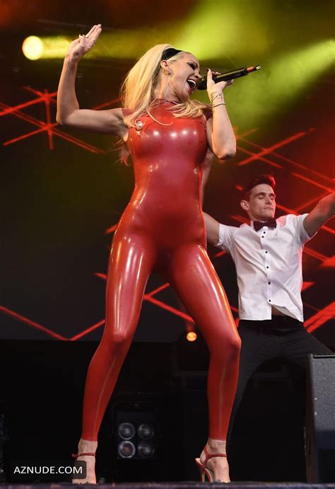 Sarah Harding Sexy Performing At Manchester Pride In Red Latex Aznude