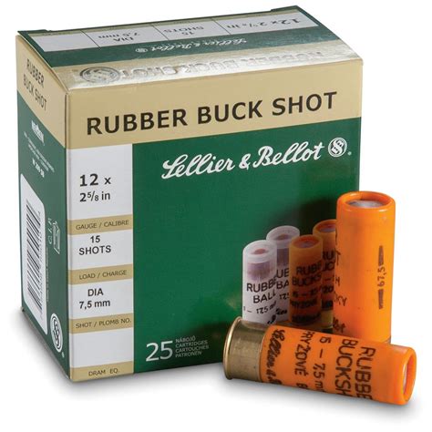 Sellier And Bellot Buckshot 2 3 4 12 Gauge Rubber Buckshot 15 Pellets