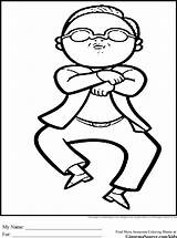 Psy Coloring Pages Gangnam Style Printable Gangnamstyle Christmas Kids Ginormasource sketch template