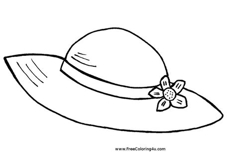 summer hat  printable coloring book page summer hat picture print