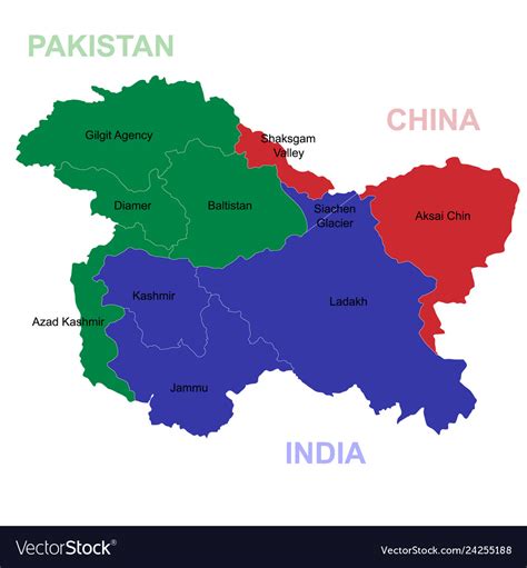 map  kashmir   geographical region royalty  vector