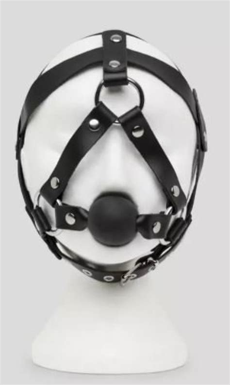 real leather head harness and medium ball gag bdsm fetish etsy