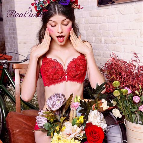 realwill thin embroidered lace flower lace bra push up bra adjusted