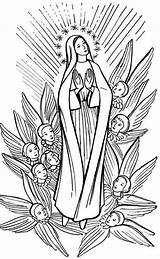 Catholic Virgin Assumption Blessed Vierge Woodblock Rosary Immaculate Conception Mother Coloringhome Feast Coloriage Sainte Orthodox Colorier Färgläggningssidor sketch template