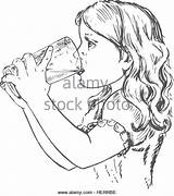 Water Drinking Girl Drawing Female Getdrawings Child Nose Little sketch template