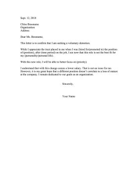 voluntary demotion letter template
