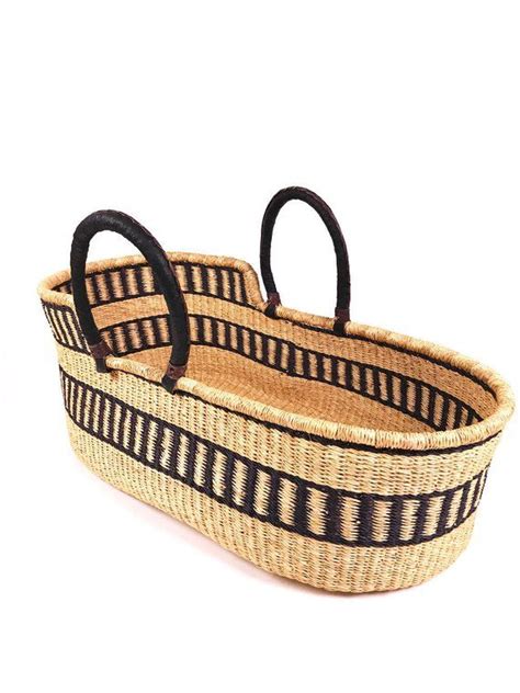 ghana moses basket black  natural handwoven  black etsy canada