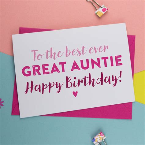 Best Ever Great Aunt Great Auntie Birthday Card By A Is For Alphabet