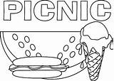 Picnic Coloring Food Pages Kids Delicious Netart Preschool Foods Basket Picnics sketch template