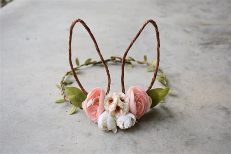 bunny ear flower crown bunny headband crown photo prop etsy