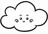 Cloud Coloring Smiling Printable Pages Kids sketch template