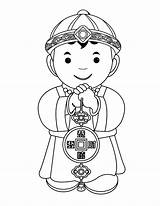Chinese Year Coloring Pages Boy Printable Happy Child Kids Print Size sketch template