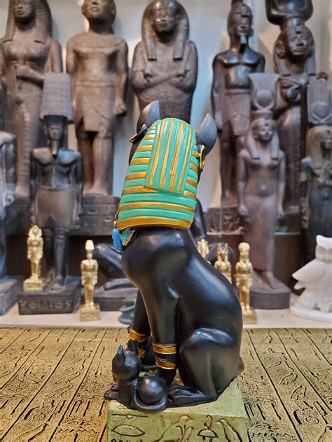 bastet statue goddess bastet with hieroglyphic base son of the pharaoh