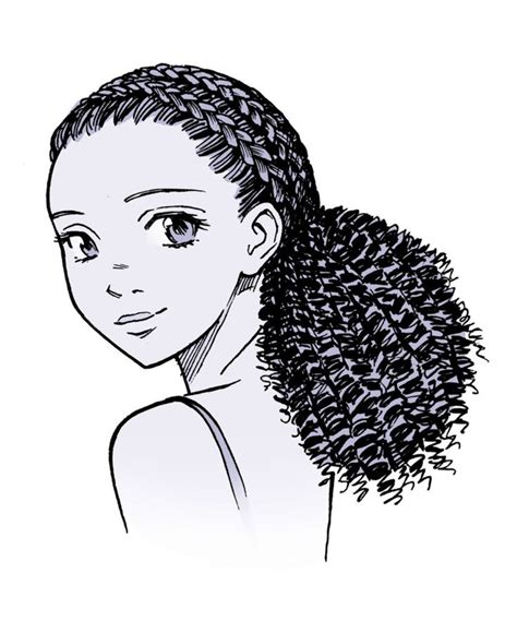 curly hair drawing manga hair ponytail drawing