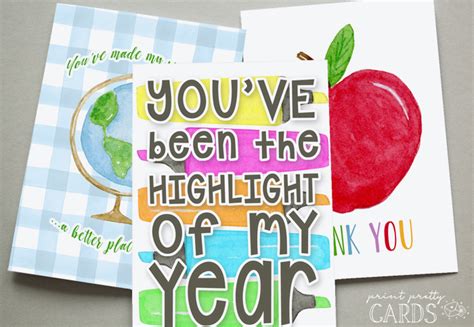 printable teacher appreciation cards print pretty cards