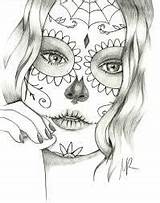 Sugar Coloring Pages Skulls Skull Girl Search sketch template