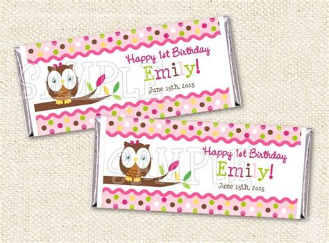 owl diy printable personalized candy bar wrappers