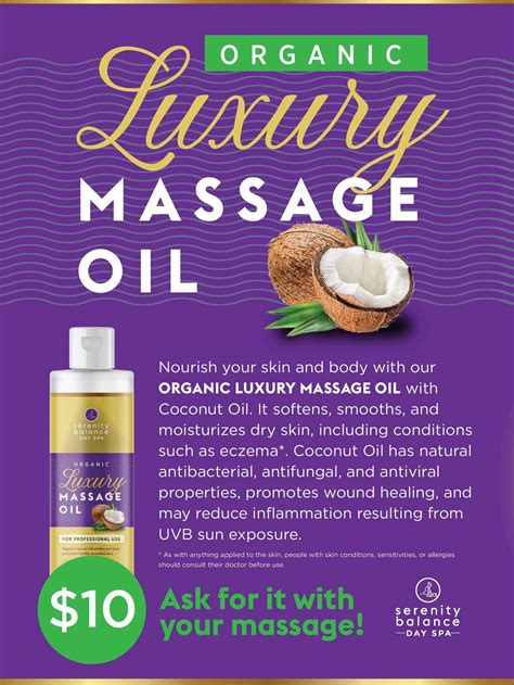 luxury massage oil serenity balance day spa