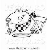 Coloring Outline Vector Cartoon Hungry Muskrat Table Sheet Royalty Stock sketch template