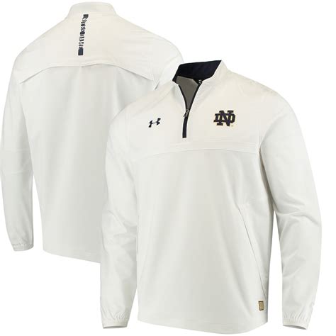 armour notre dame fighting irish white storm cage quarter zip pullover jacket