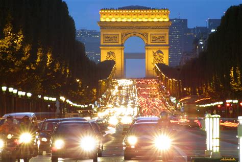 world visits champs elysees  night colorful attraction