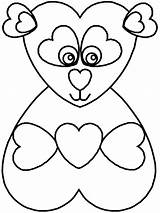 Panda Coloring Pages Valentines Valentine sketch template