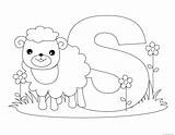 Animal Alphabet Letter Sheep Printable Coloring Kids Pages Print sketch template
