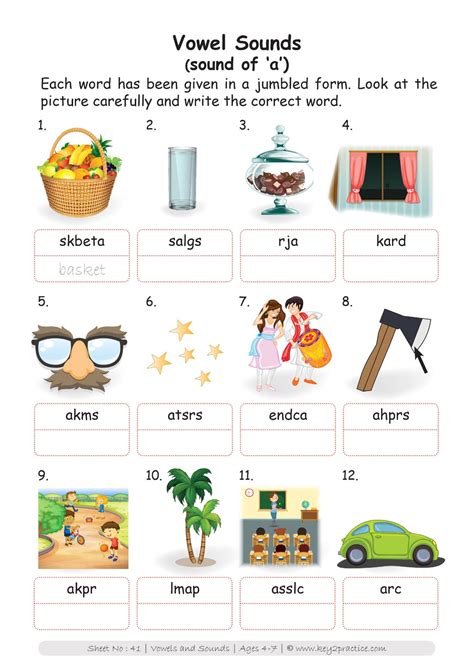 english worksheets grade  workbook vowels sounds keypractice