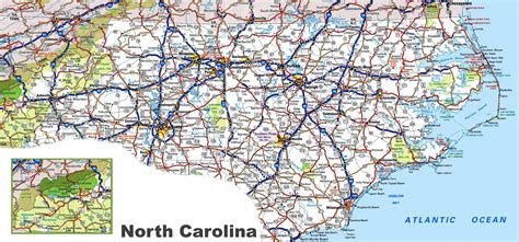 north carolina state road map glossy poster picture photo banner nc city   north