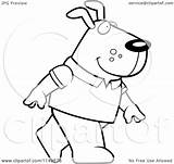 Clipart Dog Cartoon Upright Walking Wearing Shirt Outlined Coloring Vector Thoman Cory Royalty sketch template
