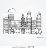 Philadelphia Skyline Template Vector Hall Coloring sketch template