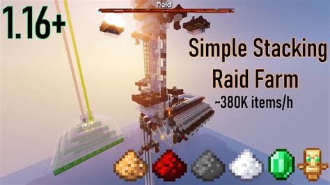simple stacking raid farm  emeraldsh minecraft  youtube