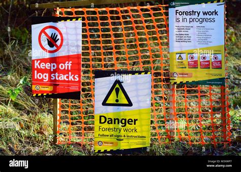 forest operations warning signs forestry  res stock photography  images alamy